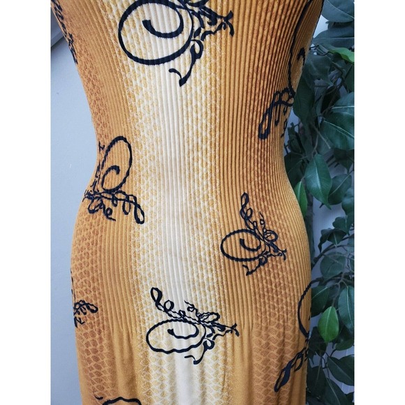 Women's Brown Polyester Blend Round Neck Sleeveless Casual Knee Length Dress S - Picture 3 of 11